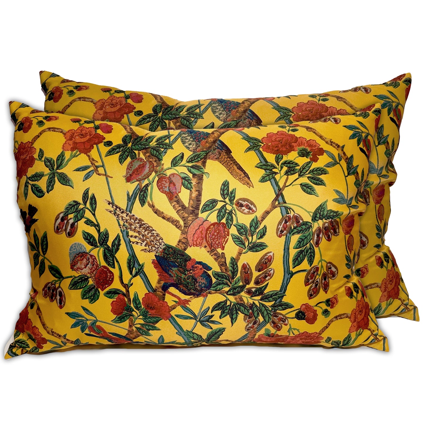 The Emperor's Pheasant Pillow Case - Silk Satin Twill