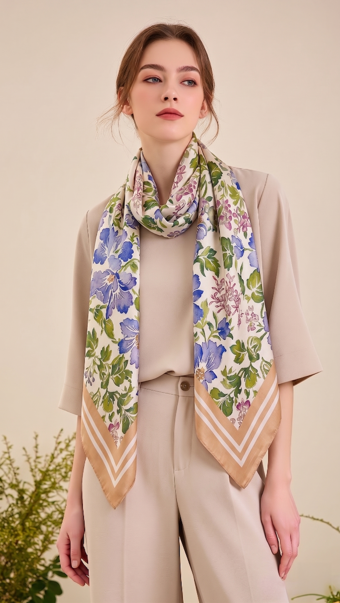 Florence May Large Silk Scarf - Cotton Sateen