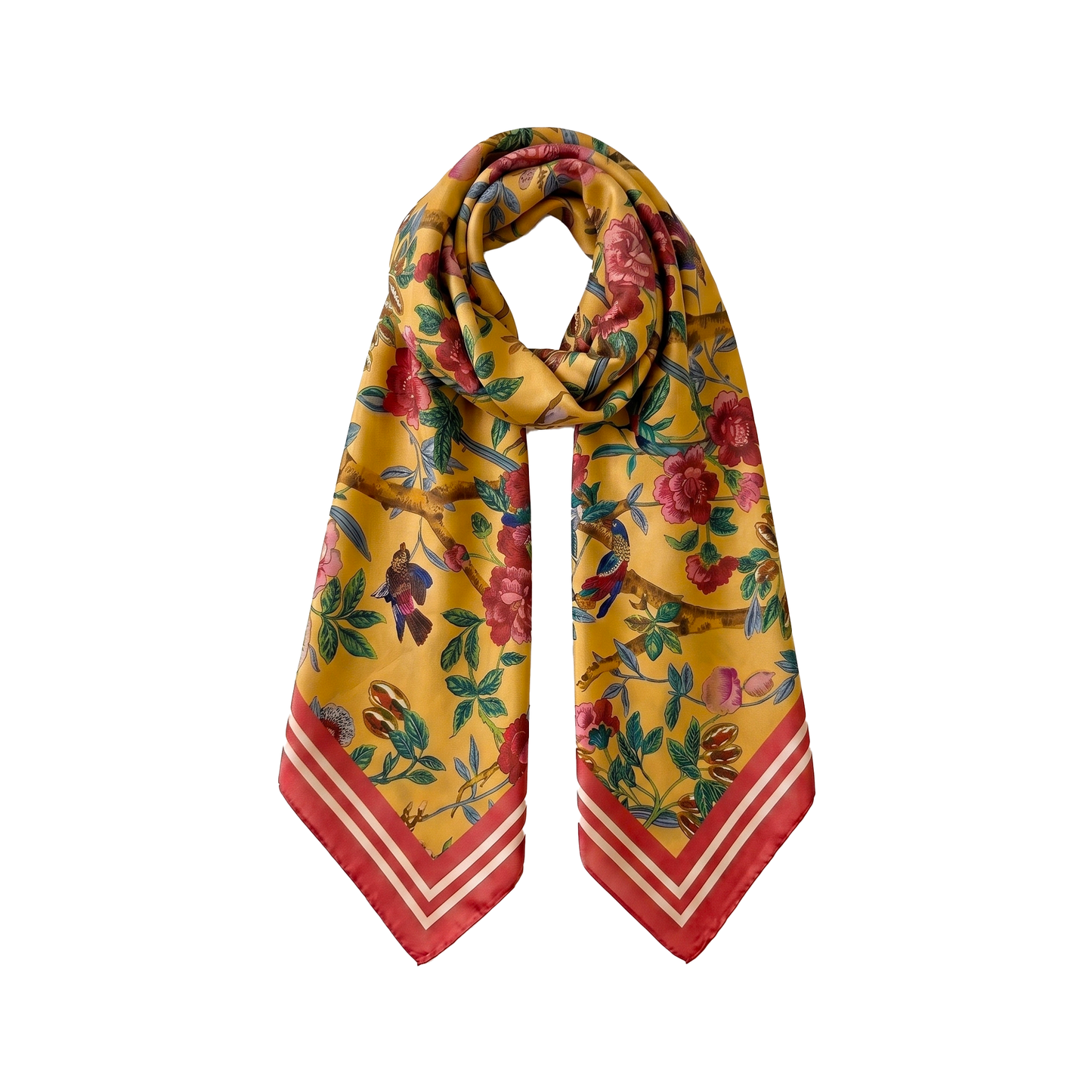 The Emperor's Pheasant Large Silk Satin Twill Scarf