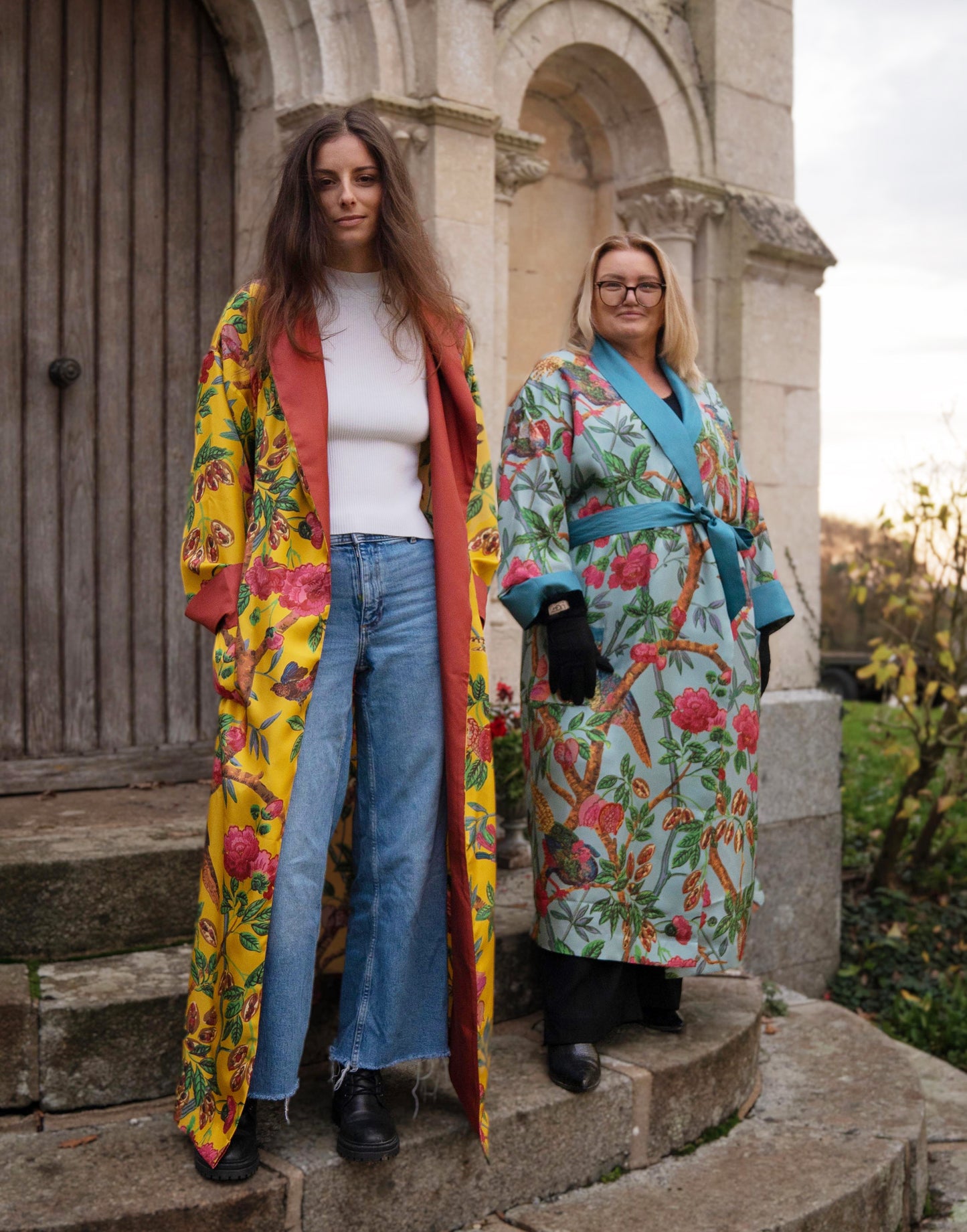 The Emperor's Pheasant Robe - Silk Satin Twill